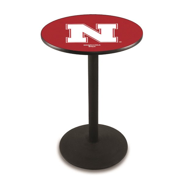 36" Blk Wrinkle Nebraska Pub Table